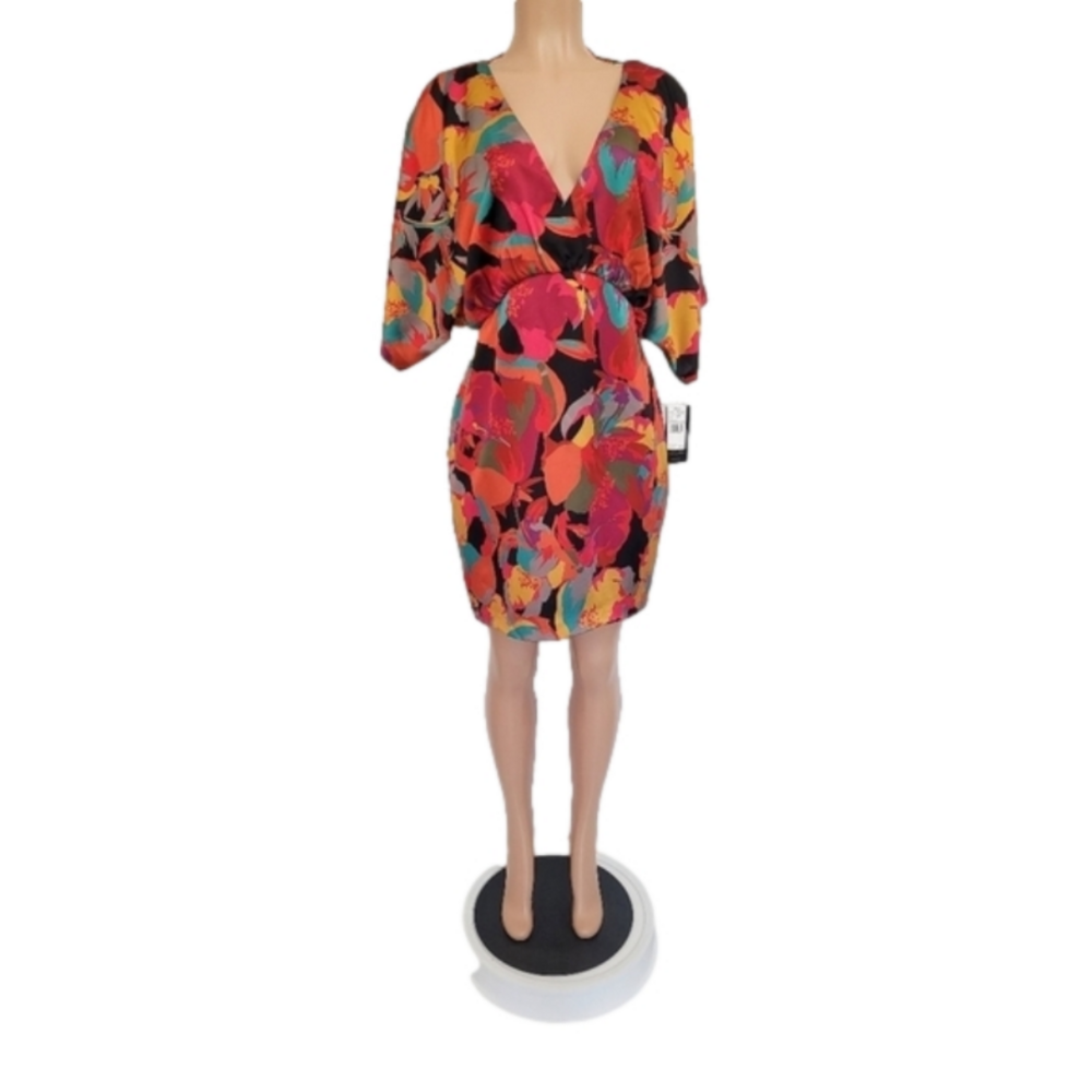 Aidan Mattox Printed Batwing Sleeve Dress 14 - Picture 11 of 11